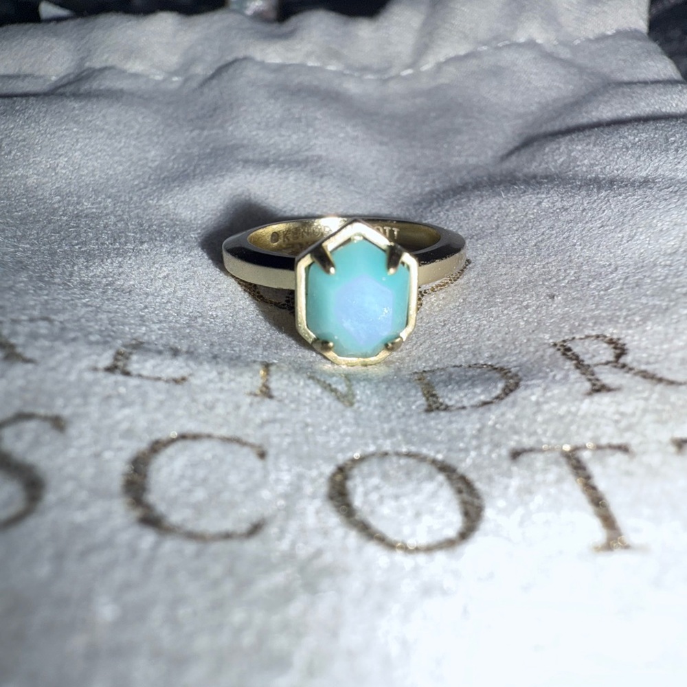 Kendra Scott Gold Ring with Blue Stone